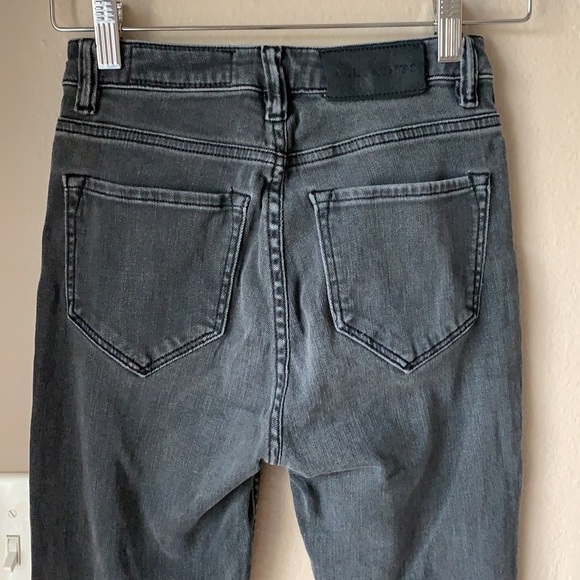 ALL SAINTS Faded Black Slim Jeans with Frayed Hem - Picture 8 of 9